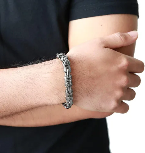 Miniatura 5 de COOLSTEELANDBEYOND Mens Women New Stainless Steel Braided Link Bracelet Polished