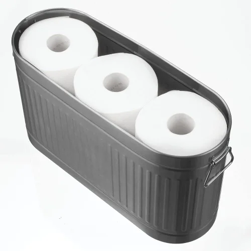 Miniatura 4 de mDesign Organizador grande de papel higiénico de acero, contenedor de almacenamiento de 6 rollos para suelo de baño, se adapta debajo del fregadero