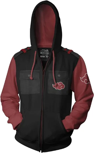Miniatura 2 de Ripple Junction Naruto Shippuden Men's Authentic Full Zip Hooded Sweatshirt wChest Pockets Black Red Officially Licensed