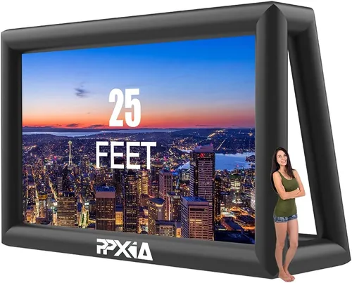 Pantalla de Cine Inflable Pantalla de Proyector para Exteriores para Afuera 25 pies, Grandes Pantallas Inflables Proyección Frontal y Trasera con