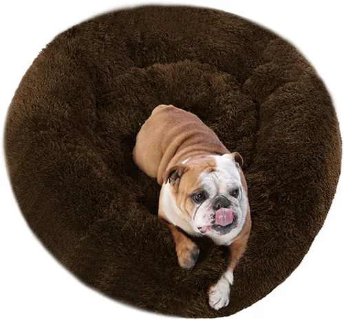 Miniatura 13 de Cama redonda de felpa suave moderna para gatos o perros pequeños, cama para perros o gatos de tamaño mini o mediano, auto-calentable, otoño, Café
