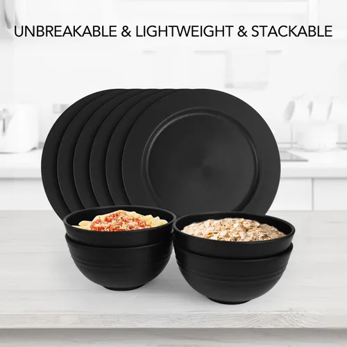 Miniatura 3 de Juego de 4 boles de 680 g/24 oz de paja de trigo para cereales, livianos, irrompibles, para fideos, fruta, sopa y arroz, aptos para lavavajillas