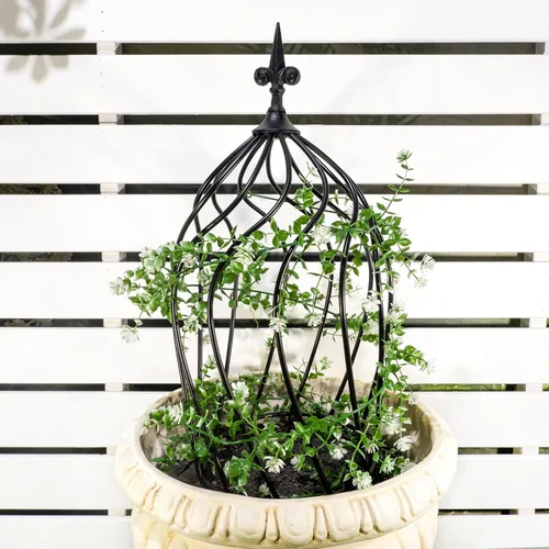 Miniatura 8 de Enrejado de obelisco de metal de 23 pulgadas para plantas trepadoras, diseño de hierro resistente, ideal para rosas al aire libre y enredaderas