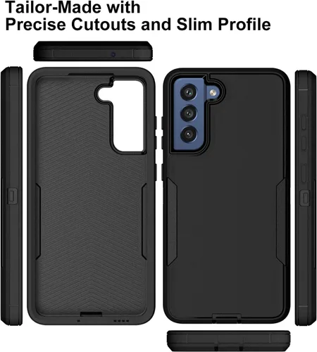 Miniatura 5 de Funda para Samsung Galaxy S21 FE 5G y protector de pantalla de vidrio, cubierta de puerto a prueba de polvo, protección de cuerpo completo, funda