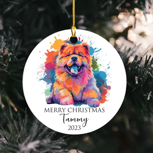 Miniatura 3 de Adorno personalizado de Chow Chow Chow de Navidad 2025, regalo de adorno de árbol de Navidad para amantes de los perros, adorno único de Navidad