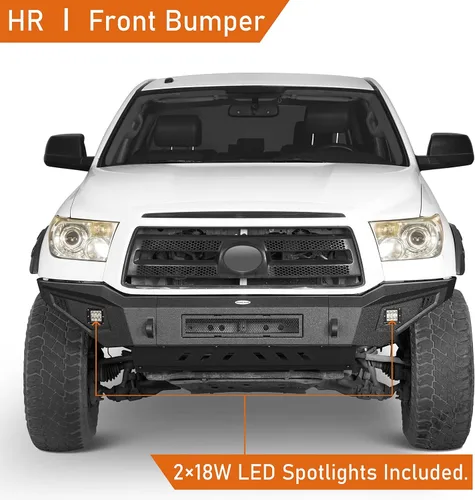 Miniatura 2 de Tundra parachoques delantero de ancho completo con placas de deslizamiento y focos LED para camionetas Toyota Tundra 2007-2013