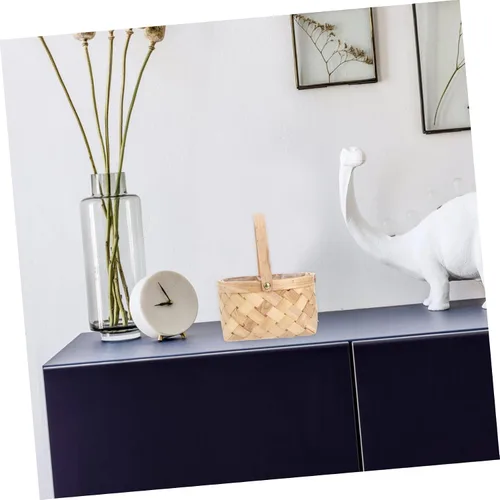 Miniatura 2 de Cesta de Pascua de madera Cesta de ratán natural Almacenamiento de artículos para el hogar de mimbre tejido de flores de almacenamiento s Chip