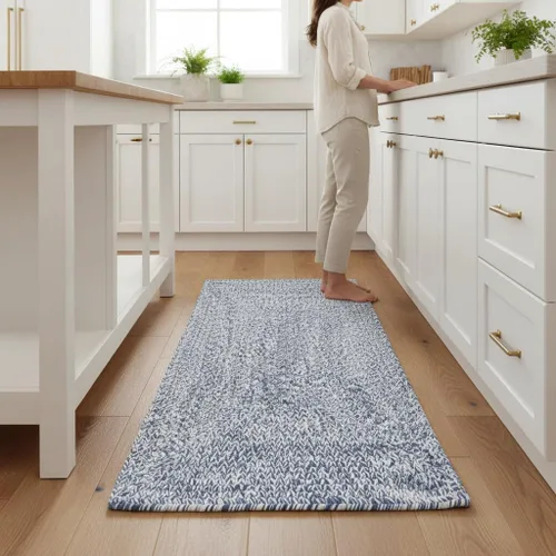 Miniatura 37 de Super Area Rugs Farmhouse - Alfombra trenzada de algodón reversible para cocina, gris y blanco, 4 x 6 pies, ovalada