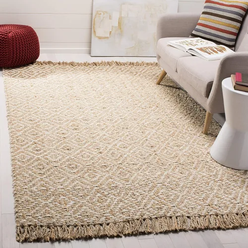 Miniatura 16 de SAFAVIEH Natural Fiber Collection - Alfombra decorativa, 2.3 x 4 pies, azul tropical y natural, yute bohemio con borlas de diamante, hecho a mano
