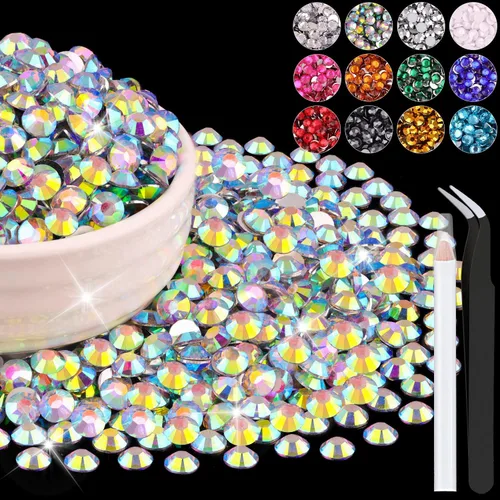 Miniatura 17 de 12000 diamantes de imitación de resina de 0.079 pulgadas a granel para manualidades (transparente), cristales deslumbrantes con parte trasera plana