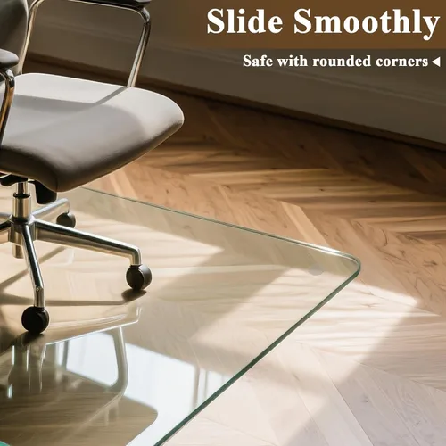 Miniatura 3 de Tapete para silla de 36 x 46 pulgadas para alfombra, vidrio templado resistente y duro, tapete transparente para silla de oficina, suelo