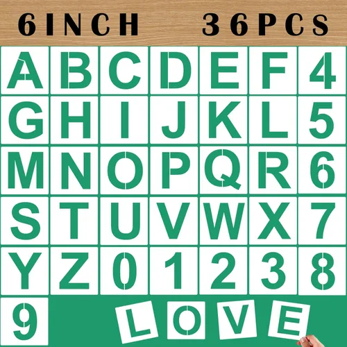 Miniatura 10 de 36 plantillas de letras de plástico reutilizables de 2.5 pulgadas, plantillas pequeñas del alfabeto y números para pintar sobre madera, pared, tela
