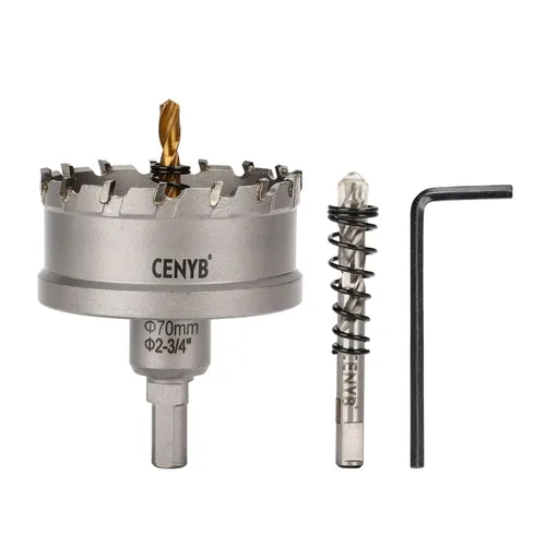 Miniatura 36 de 10 piezas (16-54 mm) Kit de sierra perforadora de carburo TCT para metales duros. Incluye 2 brocas de titanio, 1 broca piloto escalonada y 2 llaves