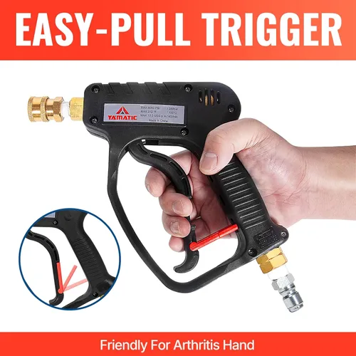 Miniatura 3 de YAMATIC Pistola de lavado a presión de 5000 PSI - Enchufe giratorio de 3/8" y acoplador M22-14mm, mango de gatillo de varilla de extensión