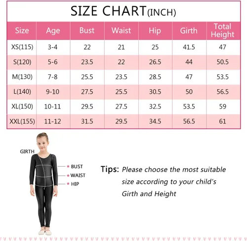 Miniatura 6 de Malla de una pieza Speerise, de mangas largas, hecha en Spandex, para niñas que practican danza