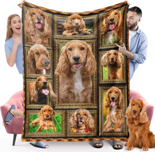 Miniatura 10 de Manta de perro Cocker Spaniel para niños, bonita manta de franela suave y acogedora para niñas y niños, mantas para bebés y niños pequeños