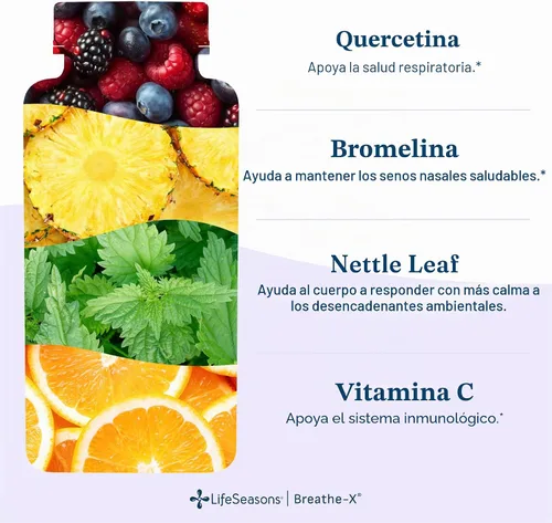 Miniatura 4 de Breathe-X - Suplemento para Alivio de Alergia y Senos - Apoya los Senos y el Malestar Nasal - Sin Somnolencia y de Acción Rápida - Quercetina