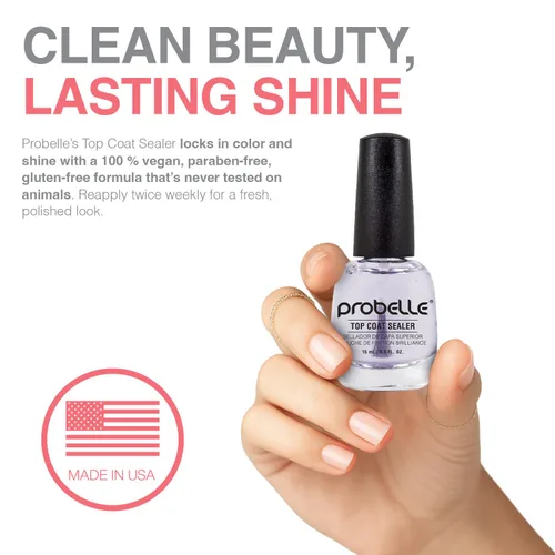 Miniatura 5 de Probelle Sellador de capa superior, capa superior de esmalte de uñas de secado rápido, acabado de uñas brillante de alto brillo