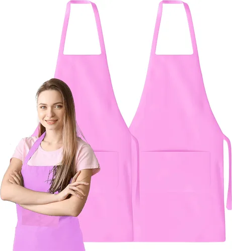 GREEN LIFESTYLE Paquete de 2 delantales de chef con bolsillos, delantales de parrilla para hombres, delantal de cocina impermeable para barbacoa,
