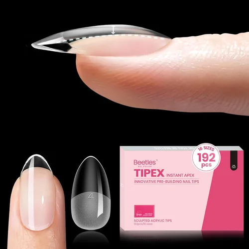 Miniatura 36 de Beetles Tipex - Uñas postizas con ápice instantáneo, 192 uñas, preconstruidas y pregrabadas, largas, cuadradas, fuertes y gruesas, uñas postizas a