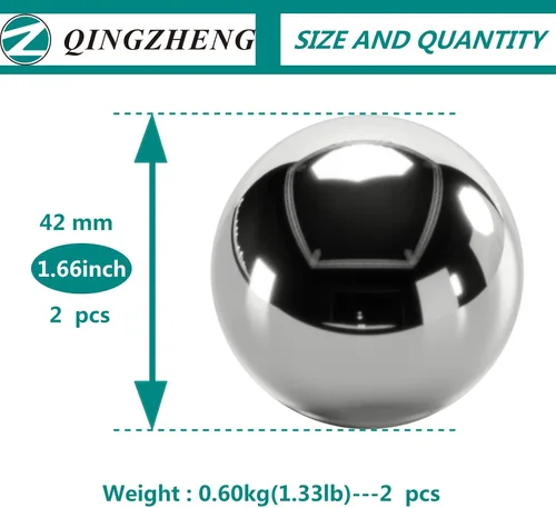 Miniatura 2 de Z QINGZHENG - Pelotas Baoding de acero inoxidable sólido de 1.66 pulgadas, 1.66 pulgadas, balón de mano de masaje para ejercicio de salud