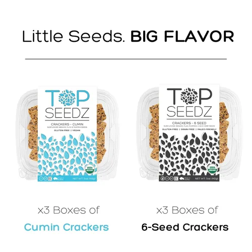 Miniatura 3 de Top Seedz Galletas certificadas orgánicas sin gluten con comino y 6 semillas Pack de 6 5 onzas Galletas veganas saludables con proteína a base