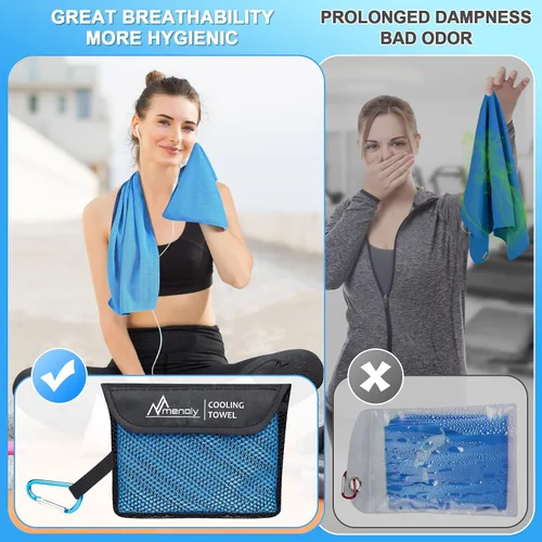 Miniatura 2 de MENOLY Paquete de 10 toallas refrescantes, 40 x 12 pulgadas, toallas refrescantes para cuello y cara con bolsas de transporte transpirables, trapos