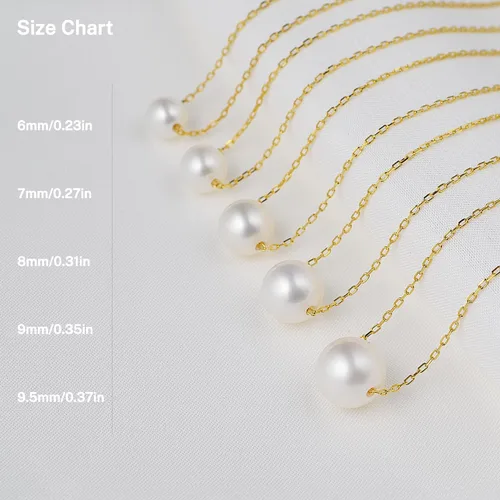 Miniatura 5 de AAAA Single Pearl Necklace Sterling Silver Floating Freshwater Cultured Pearl Pendant Necklace for Women 16 inch,17.5 inch