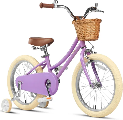 Miniatura 34 de Petimini Vintage Kids Bike for Girls, 12–20 Inch Classic Bicycle with Wicker Basket & Bell, High Tensile Steel Frame, Training Wheels (12–18”), 85%
