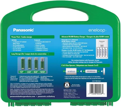 Miniatura 3 de Eneloop Panasonic K-KJ17MCC82A Cargador de 4 posiciones con 2 pilas AAA y 8 AA y 2 espaciadores C y 2 D y Panasonic BK-4MCCA16FA AAA 2100 Ciclo