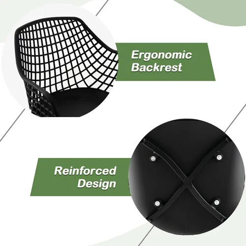Miniatura 6 de Giantex Juego de 4 sillas de comedor modernas, sillones negros con respaldo de 15 pulgadas de alto, patas de metal con recubrimiento en polvo