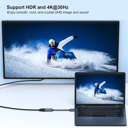 Miniatura 5 de BENFEI Paquete de 2 cables adaptadores 4K DisplayPort a HDMI, (2K 60Hz, 1080p 120Hz) Convertidor unidireccional DisplayPort a monitor HDMI, Gris