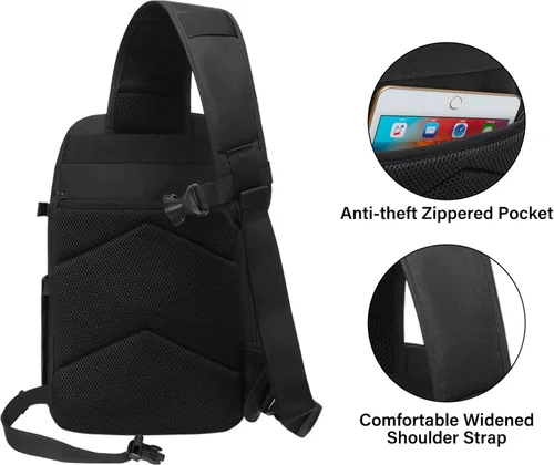 Miniatura 5 de MOSISO Bolsa cruzada para cámara, DSLR/SLR/SLR/sin espejo, bolsa cruzada para cámara táctica con soporte para trípode e inserciones modulares Negro