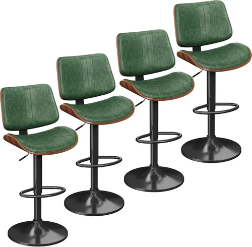 Miniatura 24 de YaFiti Adjustable Bar Stools, Modern Swivel PU Leather Counter Height Chairs with Backrest, Armless Kitchen Island Stools, Black 1 PCS