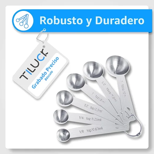 Miniatura 3 de TILUCK Juego de tazas y cucharas medidoras de acero inoxidable, cuchara de café, utensilios de cocina para cocinar y hornear, juego