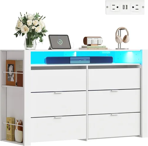 Miniatura 11 de WLIVE - Cómoda ancha de madera para dormitorio