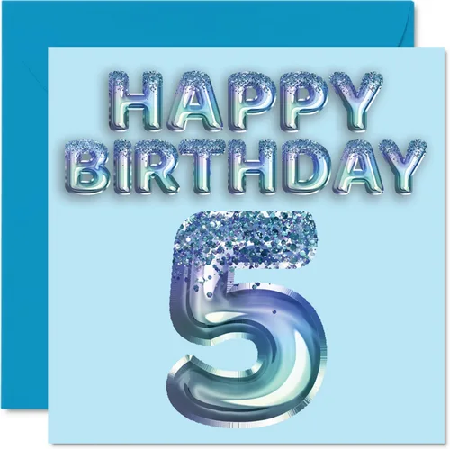 Miniatura 45 de Stuff4 Tarjeta de primer cumpleaños para niños, globo de fiesta con purpurina azul, tarjetas de feliz cumpleaños para niño de 1 año, nieto, hijo, 57