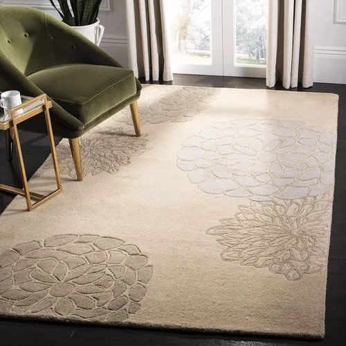 Miniatura 9 de SAFAVIEH Soho Collection SOH211A - Alfombra redonda de lana de primera calidad, hecha a mano, 6 pies, color gris claro