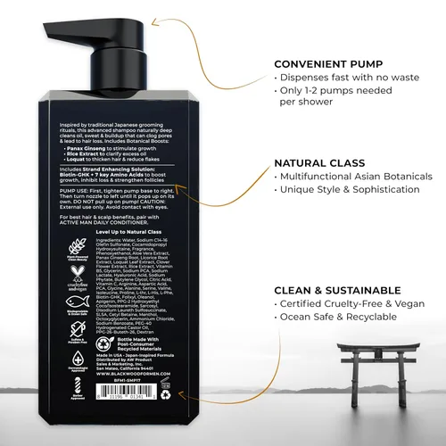 Miniatura 2 de BLACKWOOD FOR MEN Active Man Daily Shampoo - Champú espesante y aclarante para cabello o cuero cabelludo normal a graso - Combate la pérdida