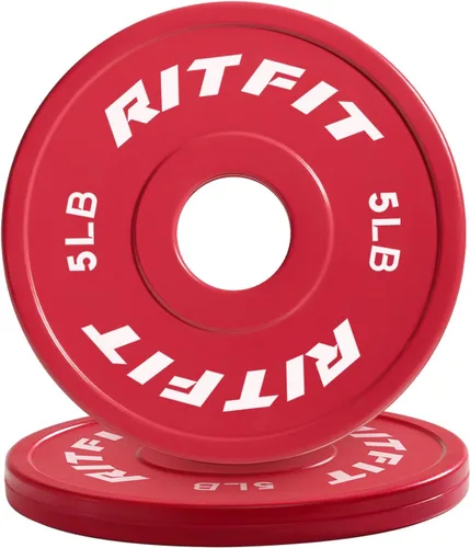 Miniatura 11 de RitFit Fractional Rubber Weight Plates, Colored Bumper Plates for Starting Strength and Progressive Overload Training, Pair and Sets