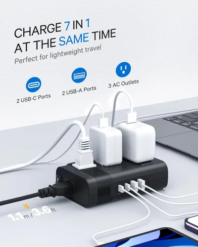 Miniatura 5 de DOACE Convertidor de voltaje de 350 W de EE. UU. a Europa - Convertidor de 220 V a 110 V para viajes europeos, combo de adaptador de corriente