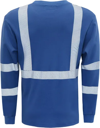 Miniatura 3 de BOCOMAL FR Tee Shirts High Visibility/Hi Vis Flame Resistant/Fire Retardant Shirt 7oz Reflective Hombres Seguridad Camisas Camiseta azul real/Hi Vis