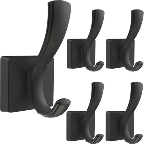 Miniatura 20 de TOFIIGREM Ganchos negros para toallas, ganchos para abrigos y batas de baño, para entrada, vestíbulo, piscina, para montar en la pared, para colgar