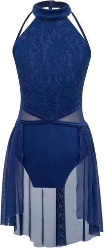 Miniatura 17 de Vestido de ballet lírico para niñas y niñas, sin mangas, encaje floral, leotardo contemporáneo, moderno disfraz de baile