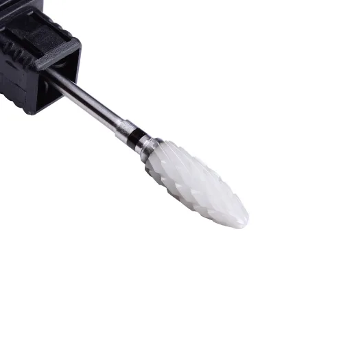 Miniatura 7 de Broca de cerámica de grano grueso para uñas, broca de archivo de cono de cerámica blanca, herramienta de arte de uñas de gel estilo llama 3/32