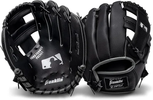 Miniatura 6 de Franklin Sports Kids Baseball Gloves - RTP Youth Teeball Glove + Ball Set - Boys + Girls Teeball Mitt - 9.5" Negro/Plateado