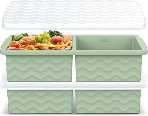 Miniatura 13 de Aopigavi Bandeja de silicona para congelador con tapa, moldes para congelador de sopas de 2 tazas, bandejas grandes para cubitos de hielo