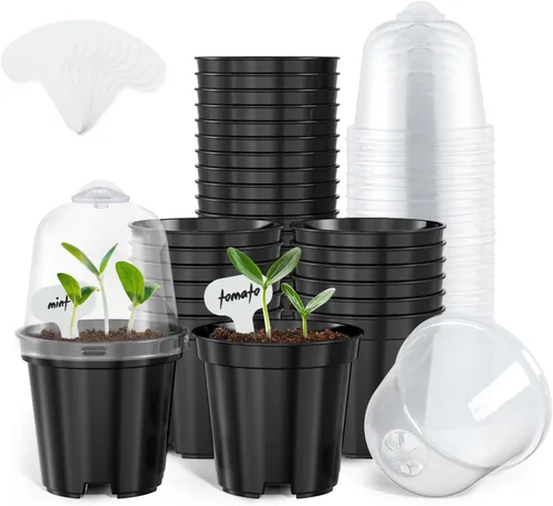 Miniatura 13 de homenote Macetas de vivero, paquete de 30, maceta de 3/4/5 pulgadas para plantar, macetas transparentes para plantas, plántulas de plástico