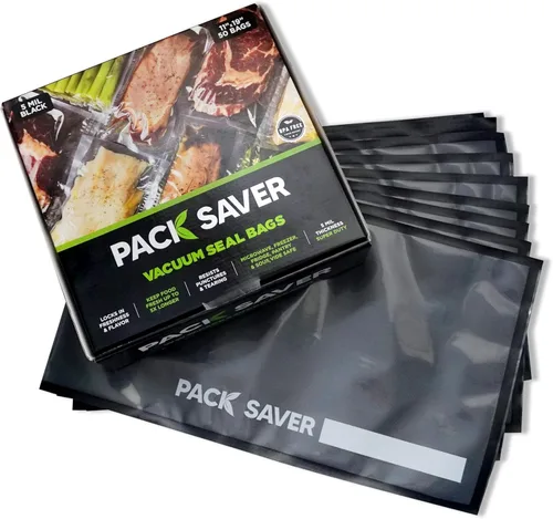 Bolsas selladoras al vacío, paquete de 50 – Bolsas de almacenamiento de alimentos precortadas resistentes de 11 x 19 pulgadas, para ahorrar