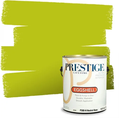 Miniatura 104 de PRESTIGE Pinturas Pintura interior e imprimación en uno, 1 galón, cáscara de huevo, aventura